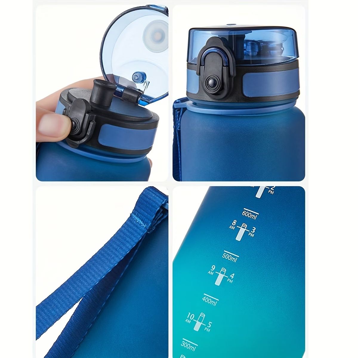1pc 1000ml Portable Sports Fitness Travel Water Bottle | Gradient Color Plastic, Leak Proof, Oval Shape, Perfect for Summer Fall Winter, Suitable for School Students, Office, Camping