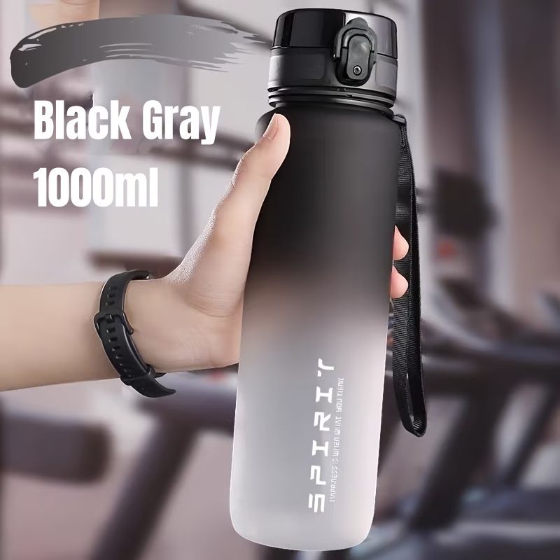 1pc 1000ml Portable Sports Fitness Travel Water Bottle | Gradient Color Plastic, Leak Proof, Oval Shape, Perfect for Summer Fall Winter, Suitable for School Students, Office, Camping