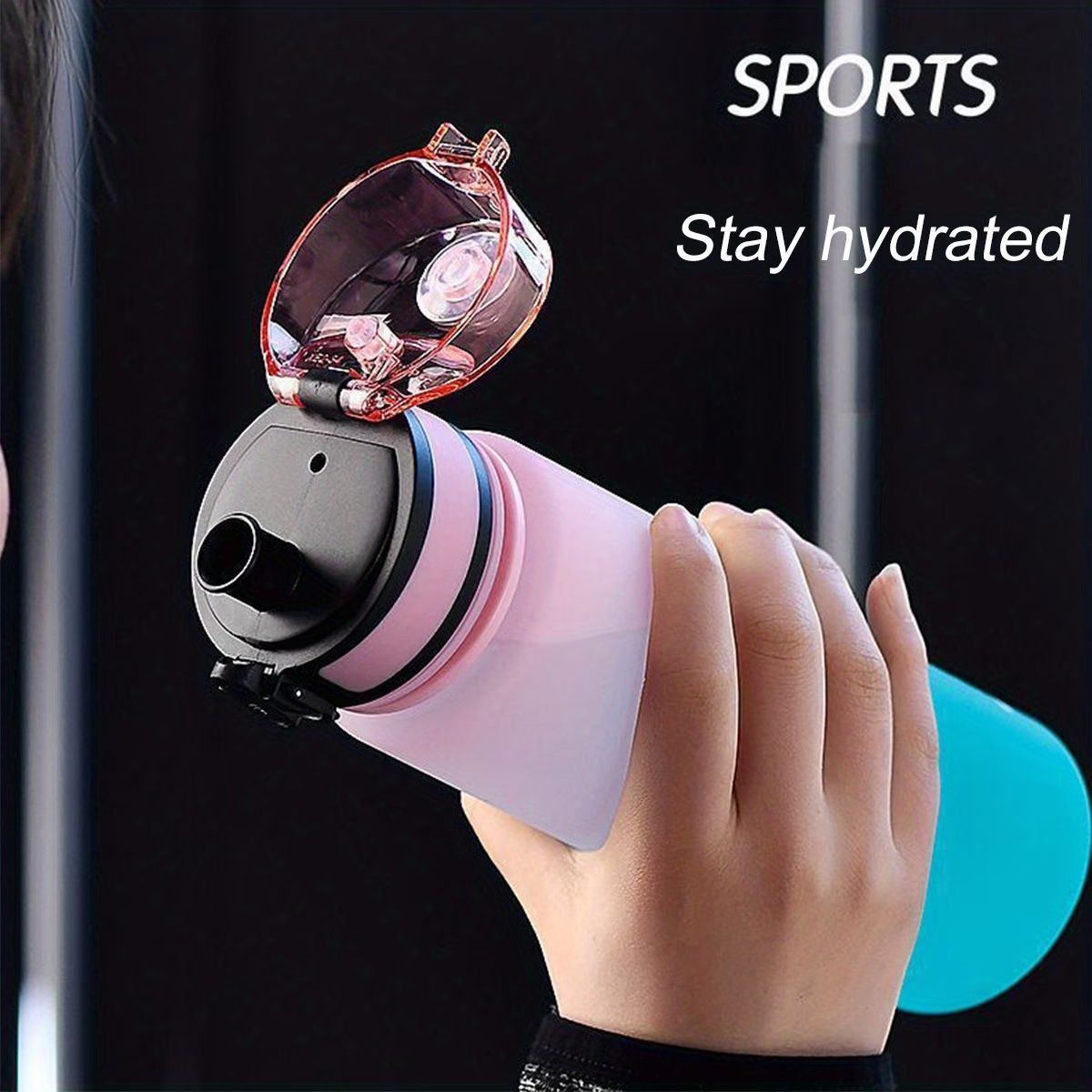 1pc 1000ml Portable Sports Fitness Travel Water Bottle | Gradient Color Plastic, Leak Proof, Oval Shape, Perfect for Summer Fall Winter, Suitable for School Students, Office, Camping