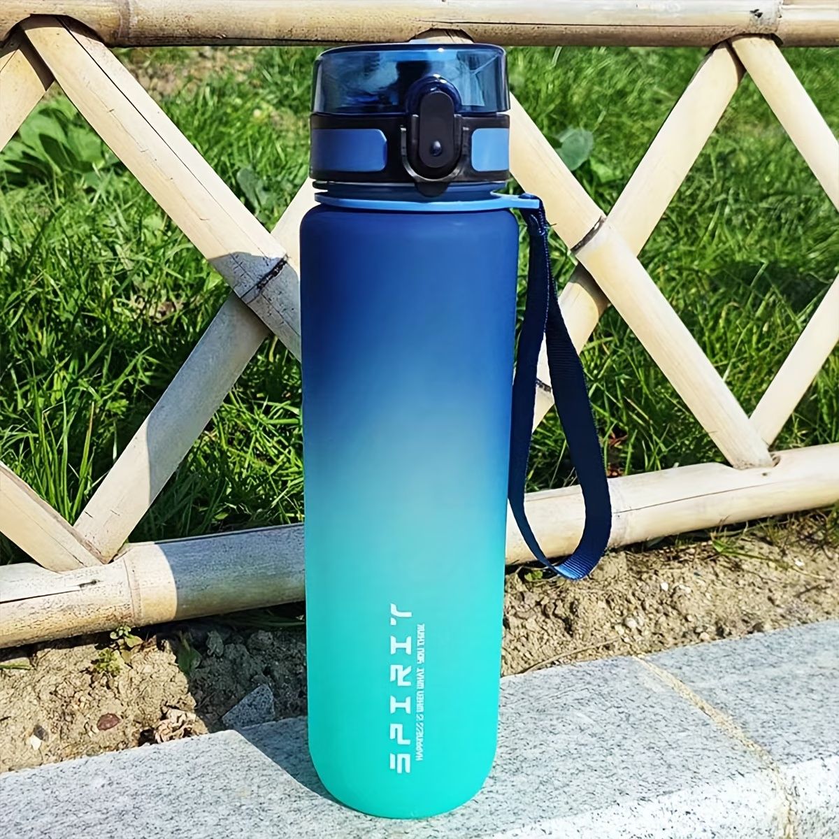 1pc 1000ml Portable Sports Fitness Travel Water Bottle | Gradient Color Plastic, Leak Proof, Oval Shape, Perfect for Summer Fall Winter, Suitable for School Students, Office, Camping