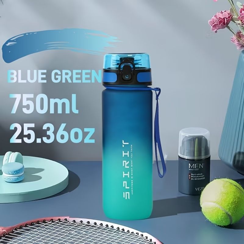 1pc 1000ml Portable Sports Fitness Travel Water Bottle | Gradient Color Plastic, Leak Proof, Oval Shape, Perfect for Summer Fall Winter, Suitable for School Students, Office, Camping