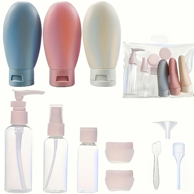 11pcs Travel Bottles Set for Toiletries, Empty Refillable Travel Size Containers Travel Accessories for Shampoo Conditioner Liquids Lotion Soap Body Wash, Travel Essentials