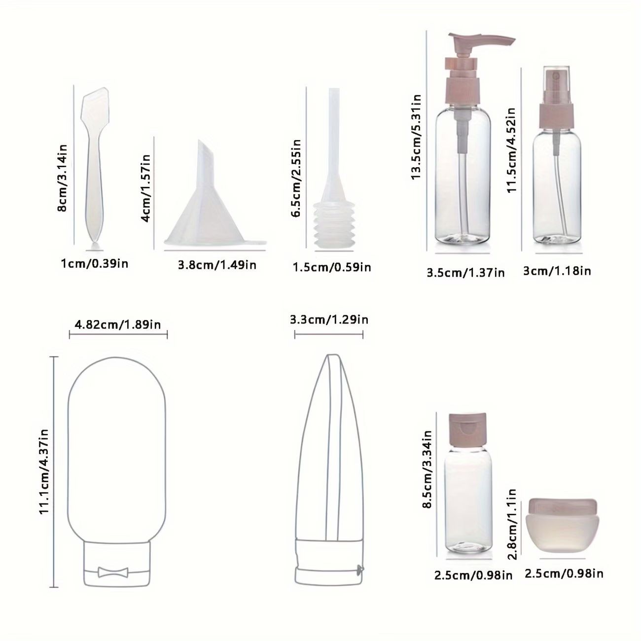 11pcs Travel Bottles Set for Toiletries, Empty Refillable Travel Size Containers Travel Accessories for Shampoo Conditioner Liquids Lotion Soap Body Wash, Travel Essentials