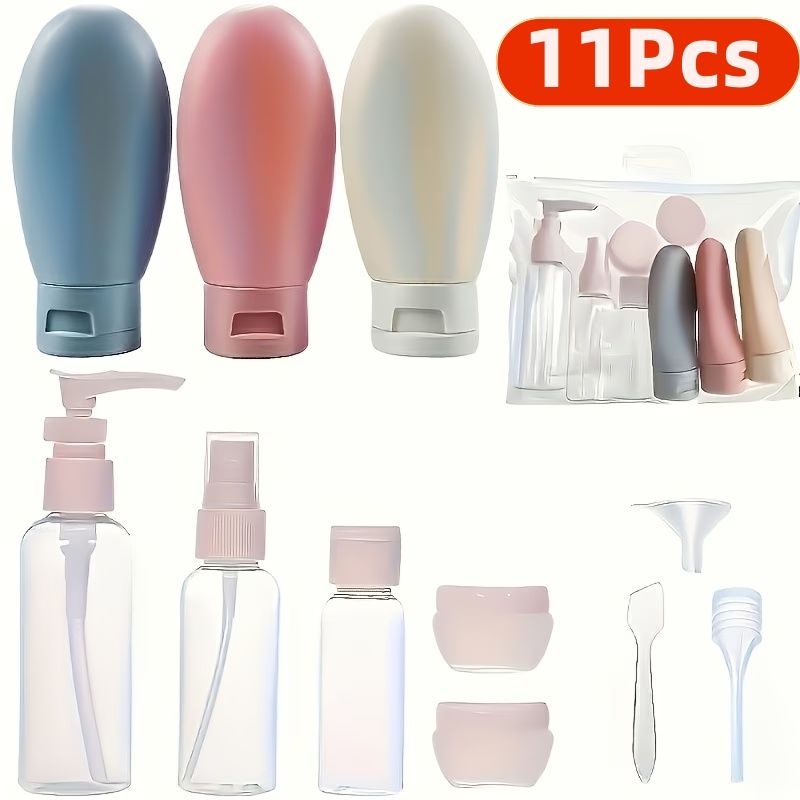 11pcs Travel Bottles Set for Toiletries, Empty Refillable Travel Size Containers Travel Accessories for Shampoo Conditioner Liquids Lotion Soap Body Wash, Travel Essentials