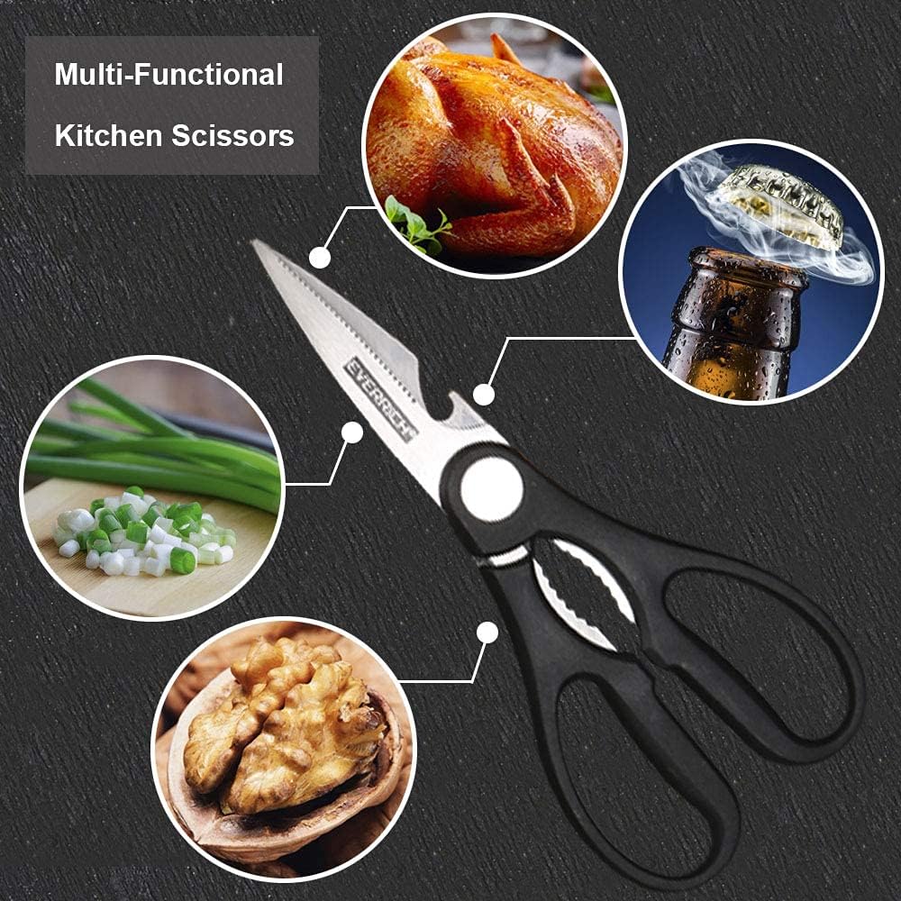 6 Pieces Chef Knife Set for Kitchen, Sharp Stainless Steel Non-Stick Kitchen Knife Sets , Pretty Gift Kitchen Cutting Cultery Set with Scissors and Peeler