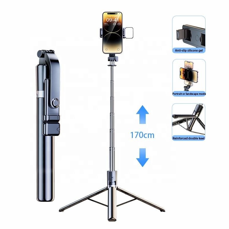 170cm Selfie Stick Tripod with 1 Fill Lights, 360° Rotatable Phone Tripod with Remote Control, Portable Extendable Selfie Tripod for Live/Video Travel for iPhone 16/15/14/13/12/11 Pro Max