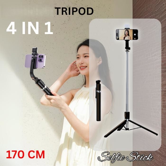 170cm Selfie Stick Tripod with 1 Fill Lights, 360° Rotatable Phone Tripod with Remote Control, Portable Extendable Selfie Tripod for Live/Video Travel for iPhone 16/15/14/13/12/11 Pro Max