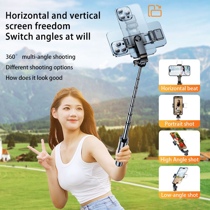 170cm Selfie Stick Tripod with 1 Fill Lights, 360° Rotatable Phone Tripod with Remote Control, Portable Extendable Selfie Tripod for Live/Video Travel for iPhone 16/15/14/13/12/11 Pro Max
