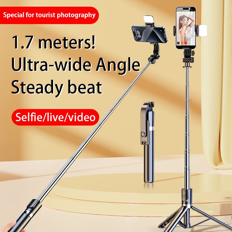 170cm Selfie Stick Tripod with 1 Fill Lights, 360° Rotatable Phone Tripod with Remote Control, Portable Extendable Selfie Tripod for Live/Video Travel for iPhone 16/15/14/13/12/11 Pro Max
