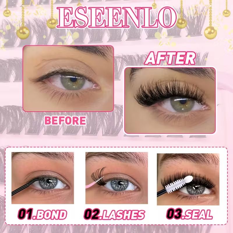 200pcs 30D 40D DIY Eyelash Extension Kit with Lash Glue and Tweezer- Mixed Lengths 8-16mm, Waterproof Faux Mink Lashes for All Eye Shapes, Soft & Comfortable, DIY 3D Effect for Daily Wear & Parties