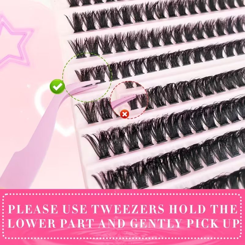 200pcs 30D 40D DIY Eyelash Extension Kit with Lash Glue and Tweezer- Mixed Lengths 8-16mm, Waterproof Faux Mink Lashes for All Eye Shapes, Soft & Comfortable, DIY 3D Effect for Daily Wear & Parties