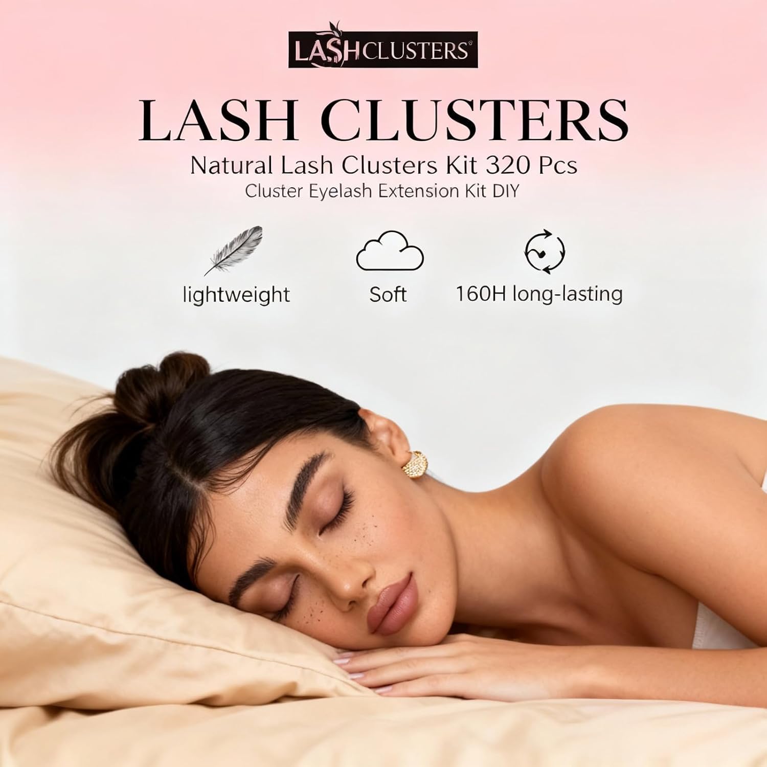 320 Pcs 30D 40D Natural Lash Clusters Kit with Lash Glue and Tweezer , Fairy Wispy Manga Eyelash Clusters, Airy Cute Style, 9–16mm Individual Cluster Eyelash Extensions Kit, DIY CC Curl Lash Extension