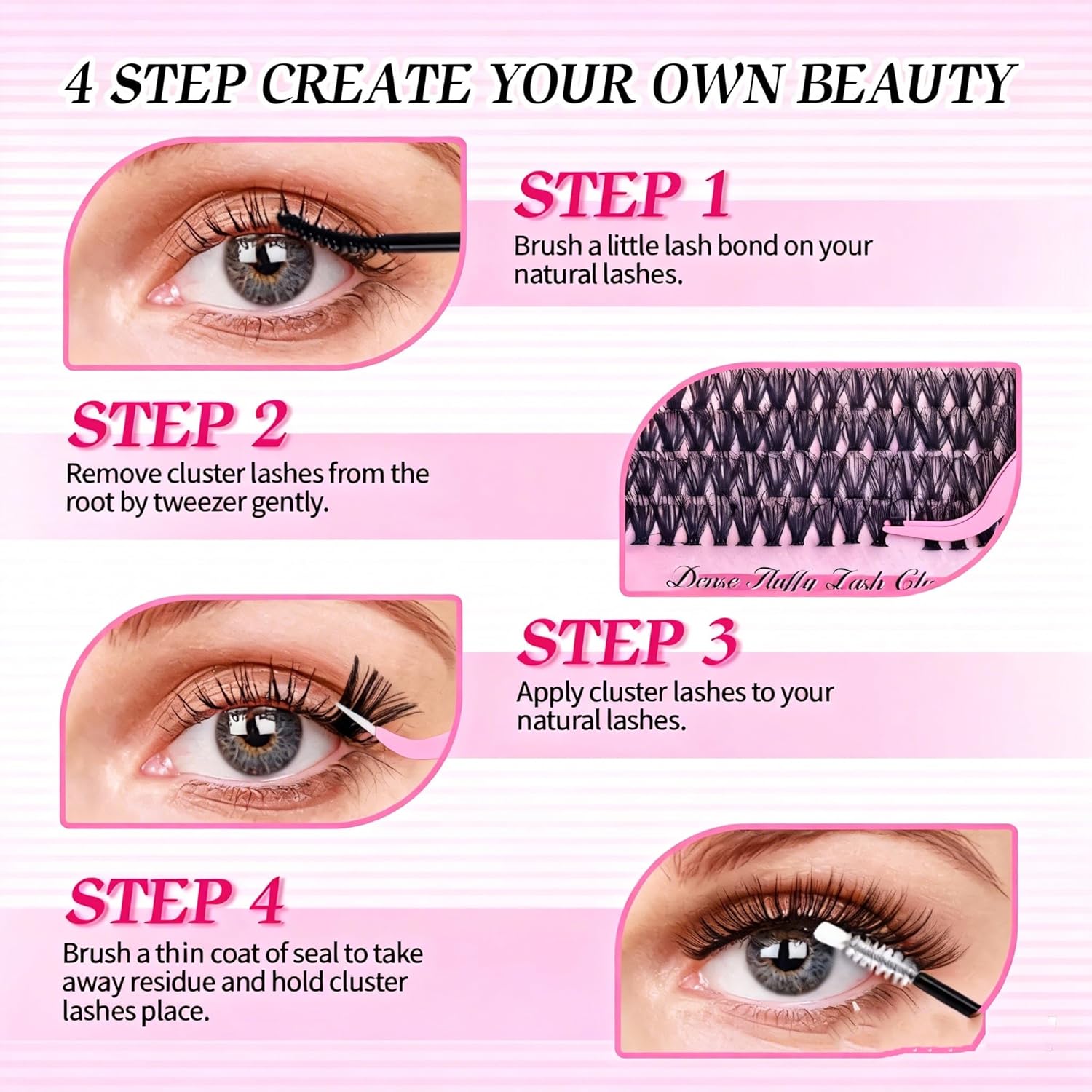 320 Pcs 30D 40D Natural Lash Clusters Kit with Lash Glue and Tweezer , Fairy Wispy Manga Eyelash Clusters, Airy Cute Style, 9–16mm Individual Cluster Eyelash Extensions Kit, DIY CC Curl Lash Extension
