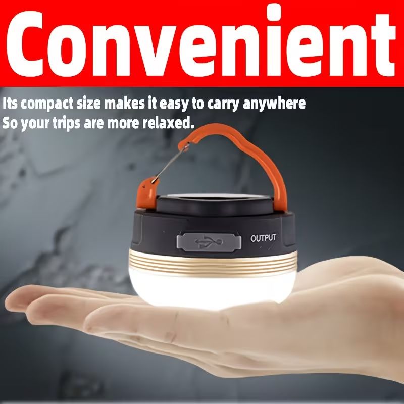 USB Rechargeable Outdoor  Lamp with Hook,Mini Portable Night Light, ABS Material Emergency Flash Light Lamp,3 Light Modes,1800mAh for Camping,Exploring,Fishing,Home,Activities,Parties,Indoor