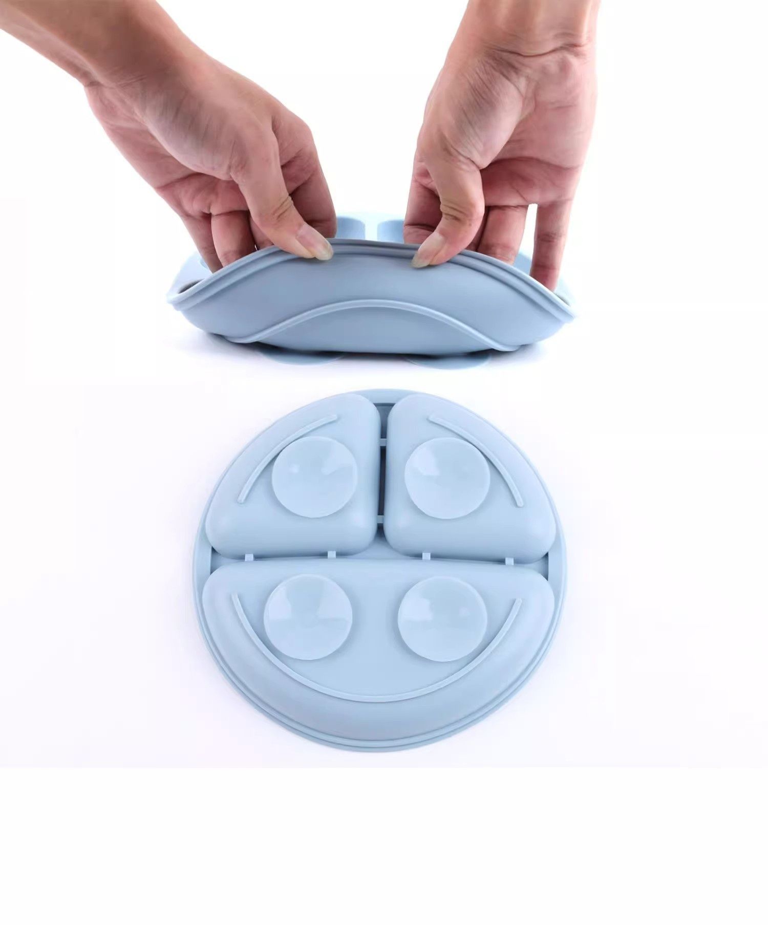 5pcs Silicone Baby Feeding Set, Baby Led Weaning Supplies with Suction Bowl Divided Plate, Toddler Self Feeding Dish Set with Spoons Forks Adjustable Bib, Baby Eating Utensils Baby Bowl