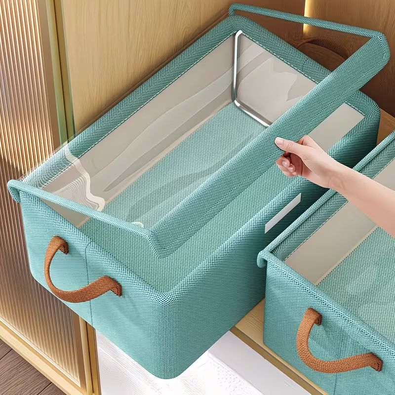 Large Storage Boxes, Foldable and Flat for Space Saving, with Clear Lids and Handles, Storage Bins Suitable for Clothes, Blankets, Bed Sheets, and Toys, Bedroom Wardrobe Organizer Bins,47x28x20cm