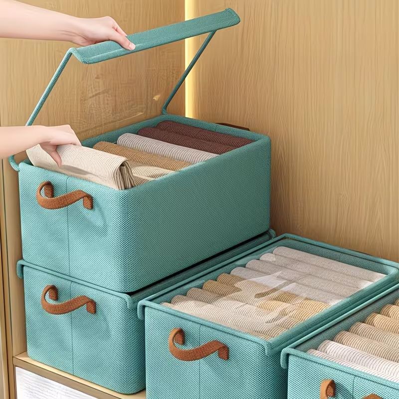 Large Storage Boxes, Foldable and Flat for Space Saving, with Clear Lids and Handles, Storage Bins Suitable for Clothes, Blankets, Bed Sheets, and Toys, Bedroom Wardrobe Organizer Bins,47x28x20cm