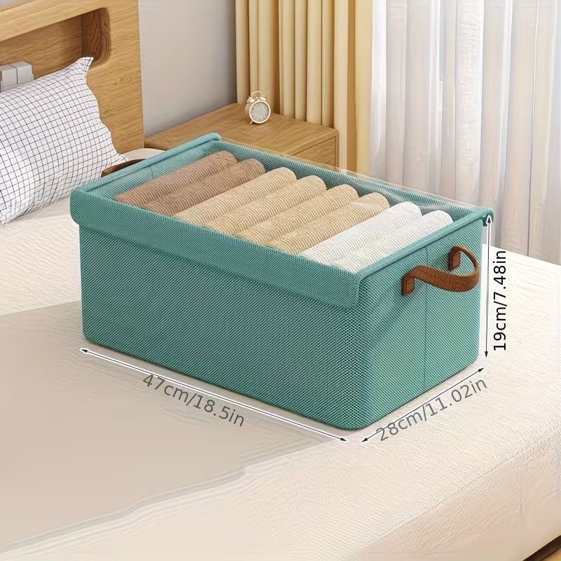 Large Storage Boxes, Foldable and Flat for Space Saving, with Clear Lids and Handles, Storage Bins Suitable for Clothes, Blankets, Bed Sheets, and Toys, Bedroom Wardrobe Organizer Bins,47x28x20cm