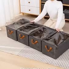 Large Storage Boxes, Foldable and Flat for Space Saving, with Clear Lids and Handles, Storage Bins Suitable for Clothes, Blankets, Bed Sheets, and Toys, Bedroom Wardrobe Organizer Bins,47x28x20cm
