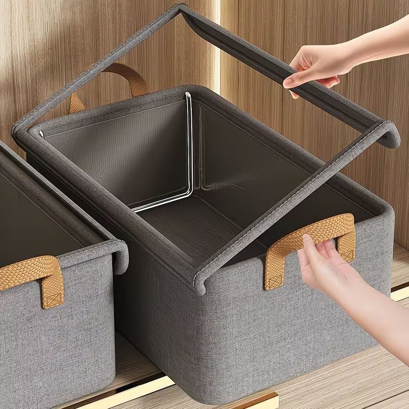 Large Storage Boxes, Foldable and Flat for Space Saving, with Clear Lids and Handles, Storage Bins Suitable for Clothes, Blankets, Bed Sheets, and Toys, Bedroom Wardrobe Organizer Bins,47x28x20cm