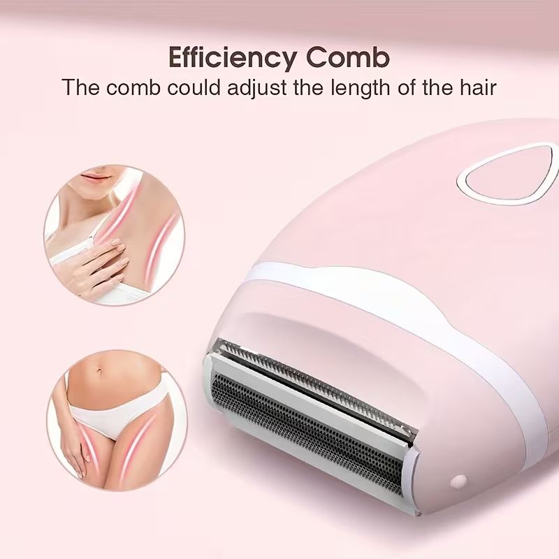 Electric Shaver for Women, Electric Razor for Women, Bikini Legs Underarm Public Hairs Portable Trimmer with Detachable Head, Cordless Wet Dry Use (No Batteries)