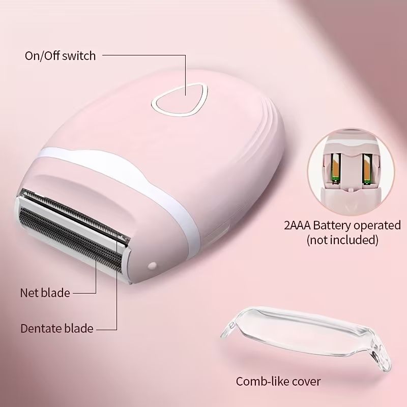 Electric Shaver for Women, Electric Razor for Women, Bikini Legs Underarm Public Hairs Portable Trimmer with Detachable Head, Cordless Wet Dry Use (No Batteries)