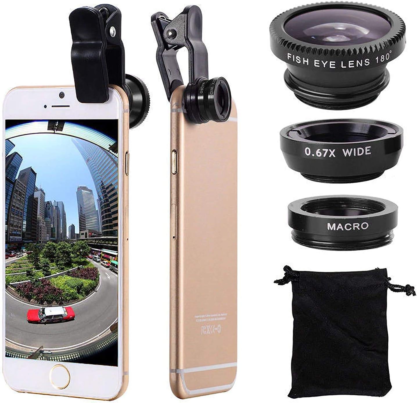 3-In-1 Mobile Phone Lens Featuring Fisheye, Wide-Angle, And Macro Capabilities, 180 Degree,Compatible with Universal Smartphones