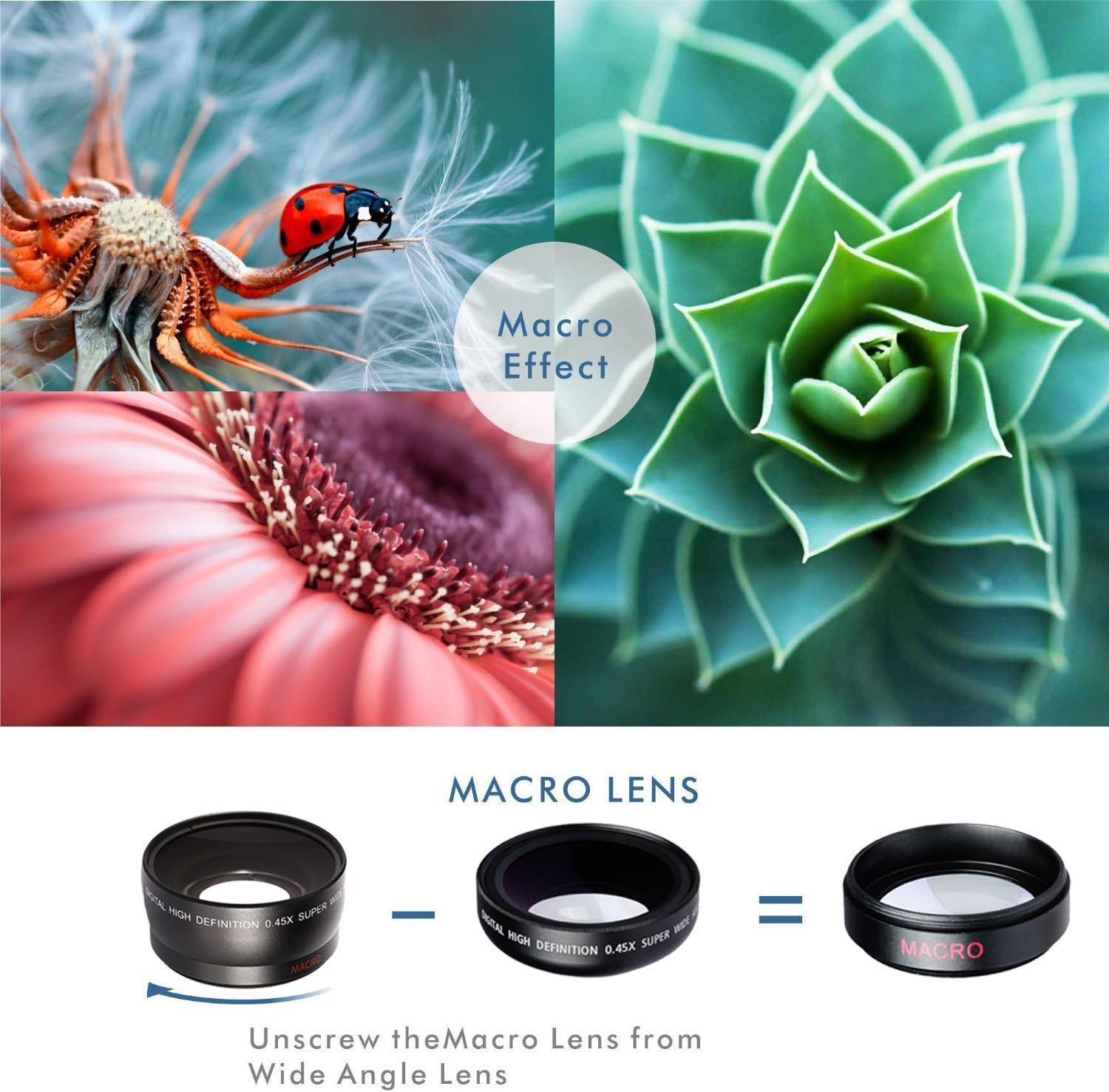 3-In-1 Mobile Phone Lens Featuring Fisheye, Wide-Angle, And Macro Capabilities, 180 Degree,Compatible with Universal Smartphones