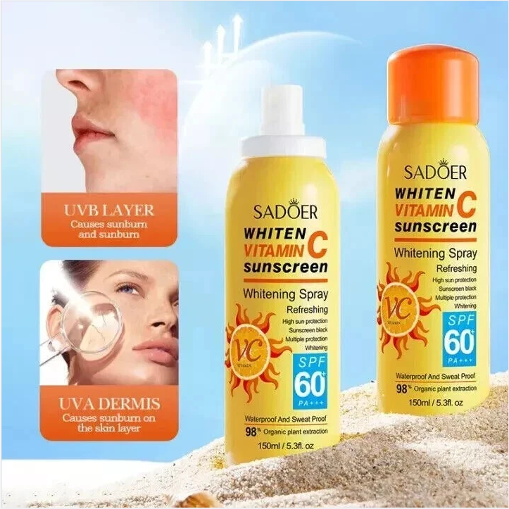 SADOER WHITEN VITAMIN C SUNSCREEN WHITENING SPRAY SPF60+ PA+++ 150ML REFRESHING HIGH SUN PROTECTION WATER PROOF & SWEAT PROTECTION ON OFFER