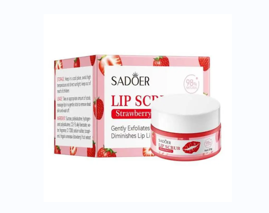 SADOER LIP SCRUB FOR DRY LIP GENTLY EXFOLIATES HYDRATES DIMINISHES LIP LINES