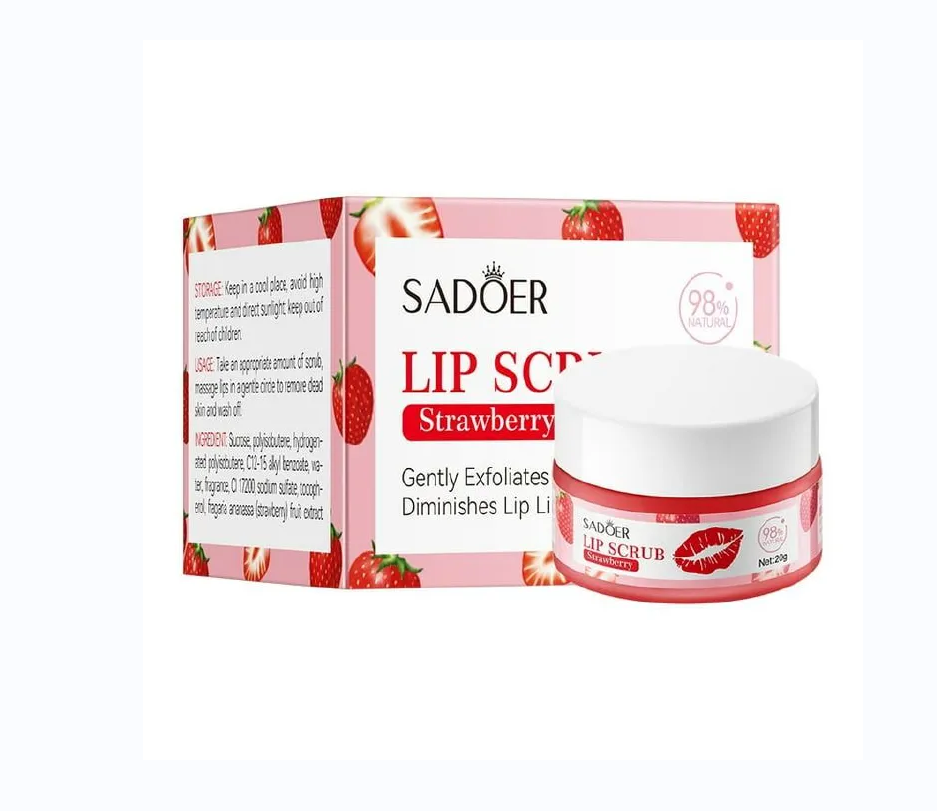 SADOER LIP SCRUB FOR DRY LIP GENTLY EXFOLIATES HYDRATES DIMINISHES LIP LINES