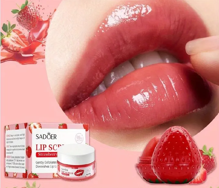 SADOER LIP SCRUB FOR DRY LIP GENTLY EXFOLIATES HYDRATES DIMINISHES LIP LINES