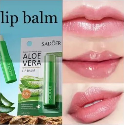 2 PCS SADOER ALOE VERA LIP BALM REFRESHING MOISTURIZING LIP BALM BRIGHTENS LIP COLOR, LIGHTEN LIP TEXTURE, MOISTURIZES DELICATE LIPS