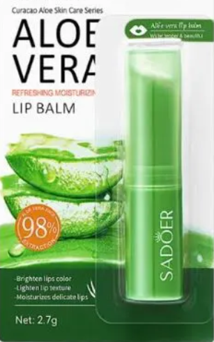 2 PCS SADOER ALOE VERA LIP BALM REFRESHING MOISTURIZING LIP BALM BRIGHTENS LIP COLOR, LIGHTEN LIP TEXTURE, MOISTURIZES DELICATE LIPS