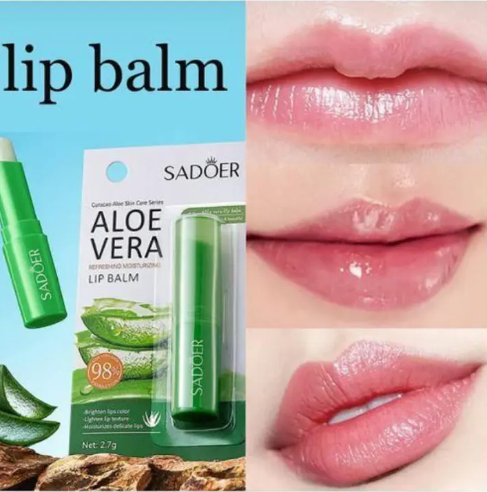 2 PCS SADOER ALOE VERA LIP BALM REFRESHING MOISTURIZING LIP BALM BRIGHTENS LIP COLOR, LIGHTEN LIP TEXTURE, MOISTURIZES DELICATE LIPS