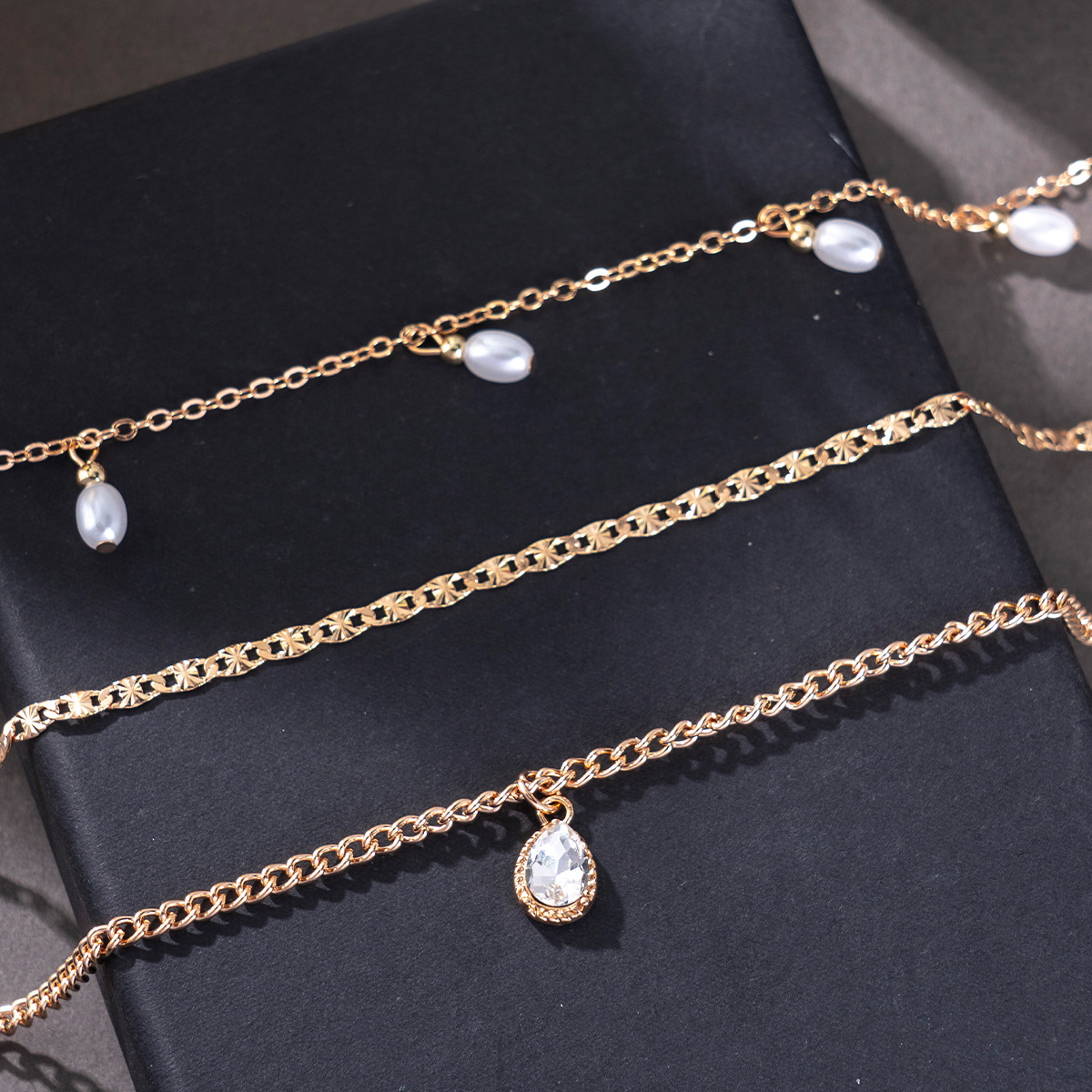 European And American Jewelry Fashion Popular Multi-Layer Imitation Pearl Water Drop Pendant Necklace Female Personality Stacked Wind Collarbone Chain