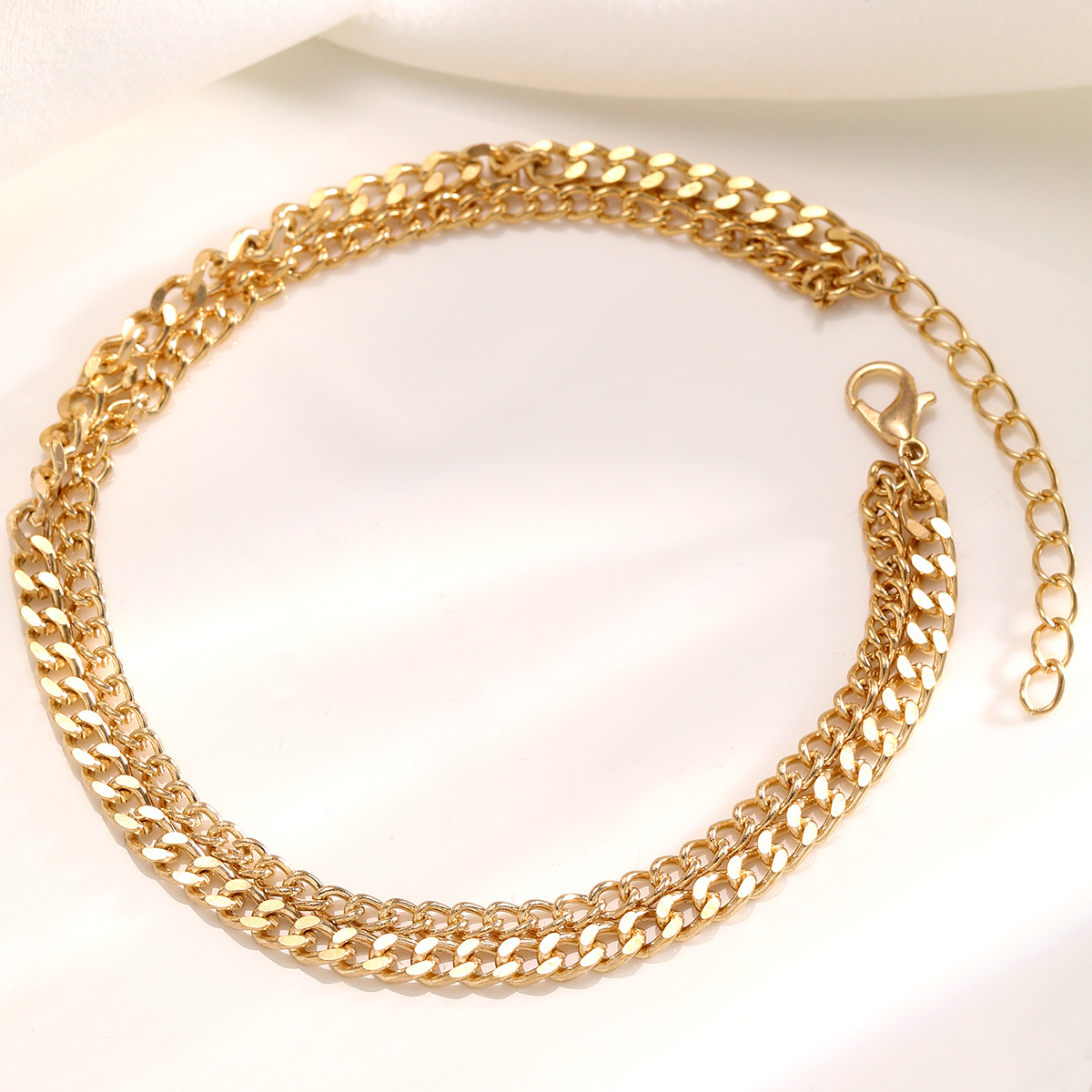 [2-Piece Set] Simple Personalized Retro Chain Men'S Double-Layer Anklet Foot Decoration Set Wholesale Women'S Summer Jewelry