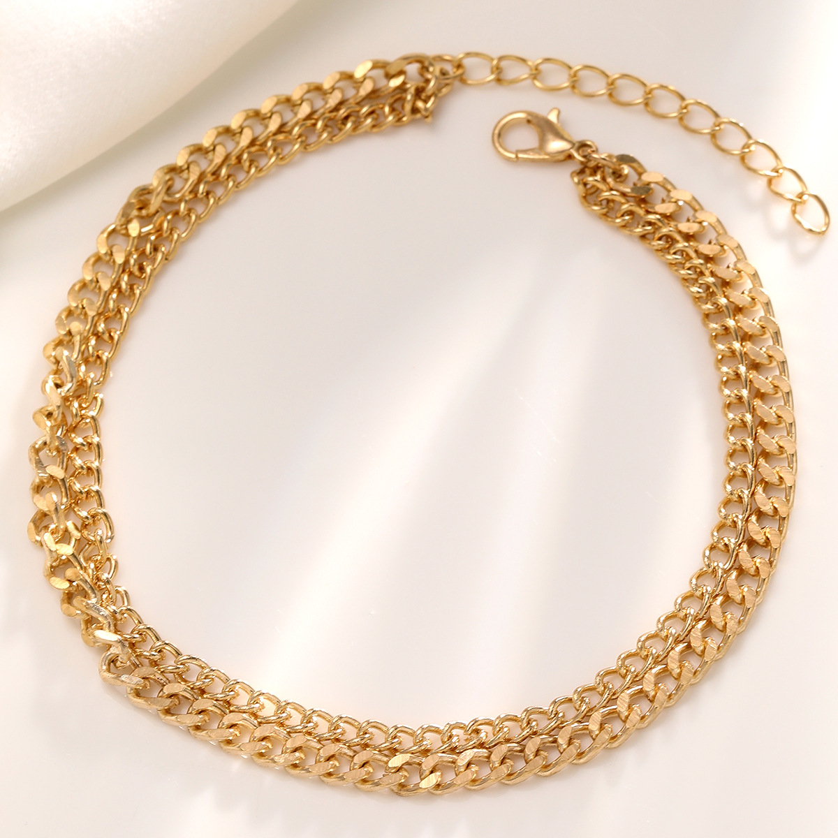 [2-Piece Set] Simple Personalized Retro Chain Men'S Double-Layer Anklet Foot Decoration Set Wholesale Women'S Summer Jewelry