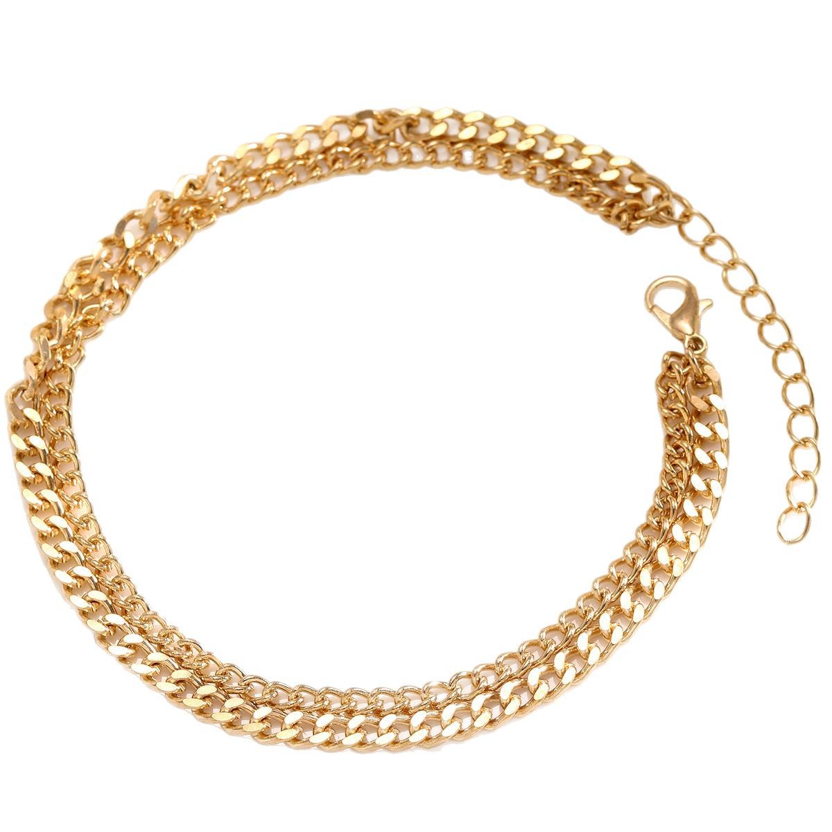 [2-Piece Set] Simple Personalized Retro Chain Men'S Double-Layer Anklet Foot Decoration Set Wholesale Women'S Summer Jewelry