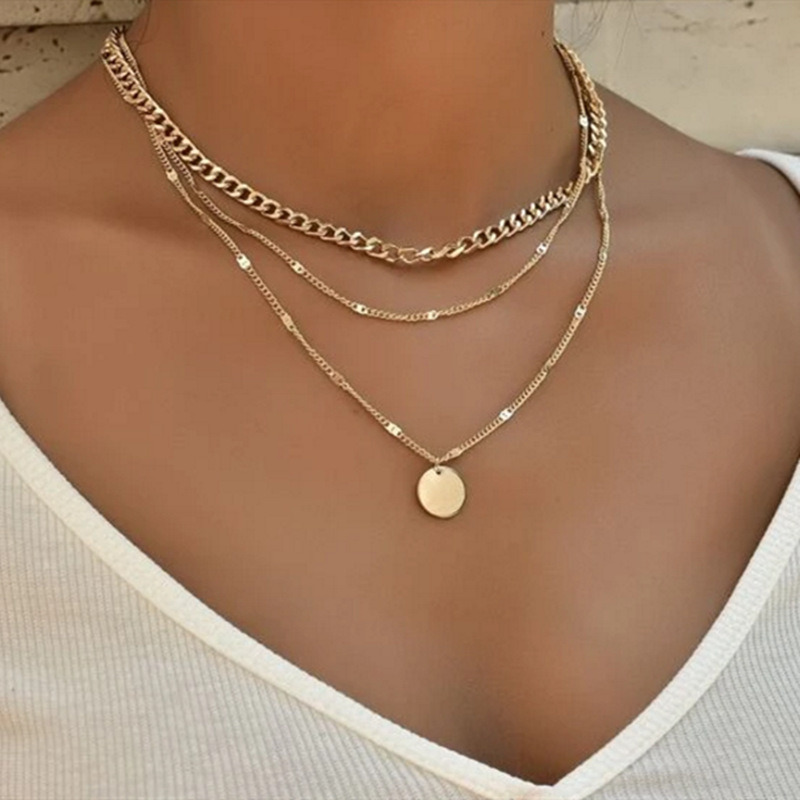 Collarbone Chain Short Necklace Pendant Sweater Chain Men'S Feminine Crystal Small Polka Dot Multi-Layer Necklace
