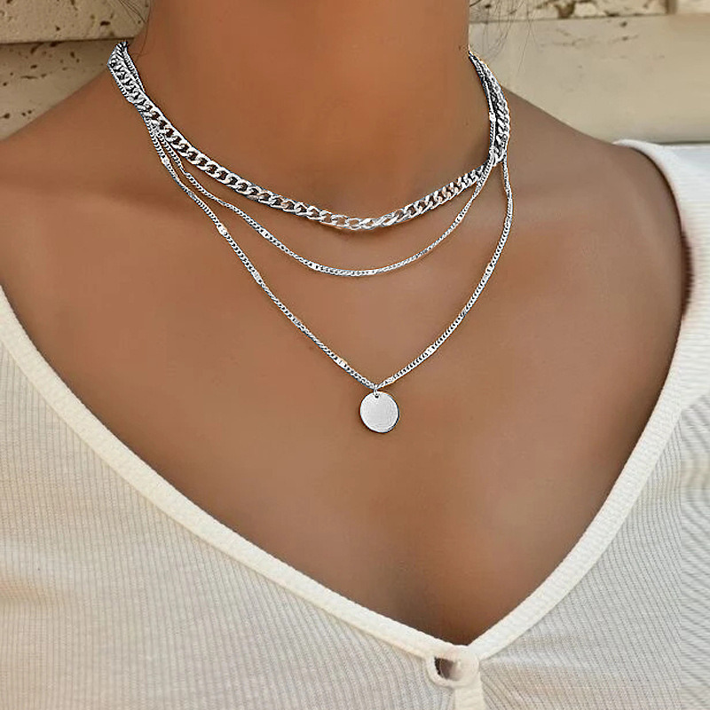 Collarbone Chain Short Necklace Pendant Sweater Chain Men'S Feminine Crystal Small Polka Dot Multi-Layer Necklace