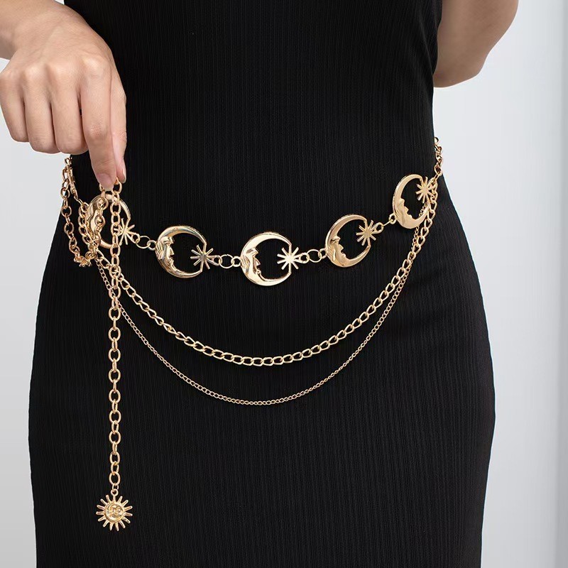 Atmospheric Metal Sunflower Waist Chain Women'S Adjustable Dress Waist Accessories Multi-Layer Premium Chain Waist Accessories