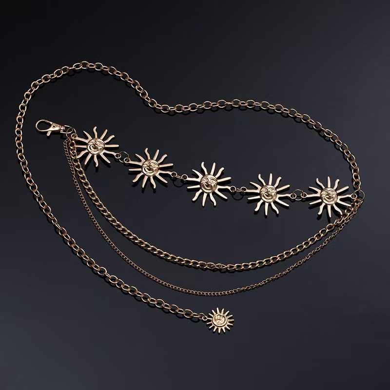 Atmospheric Metal Sunflower Waist Chain Women'S Adjustable Dress Waist Accessories Multi-Layer Premium Chain Waist Accessories