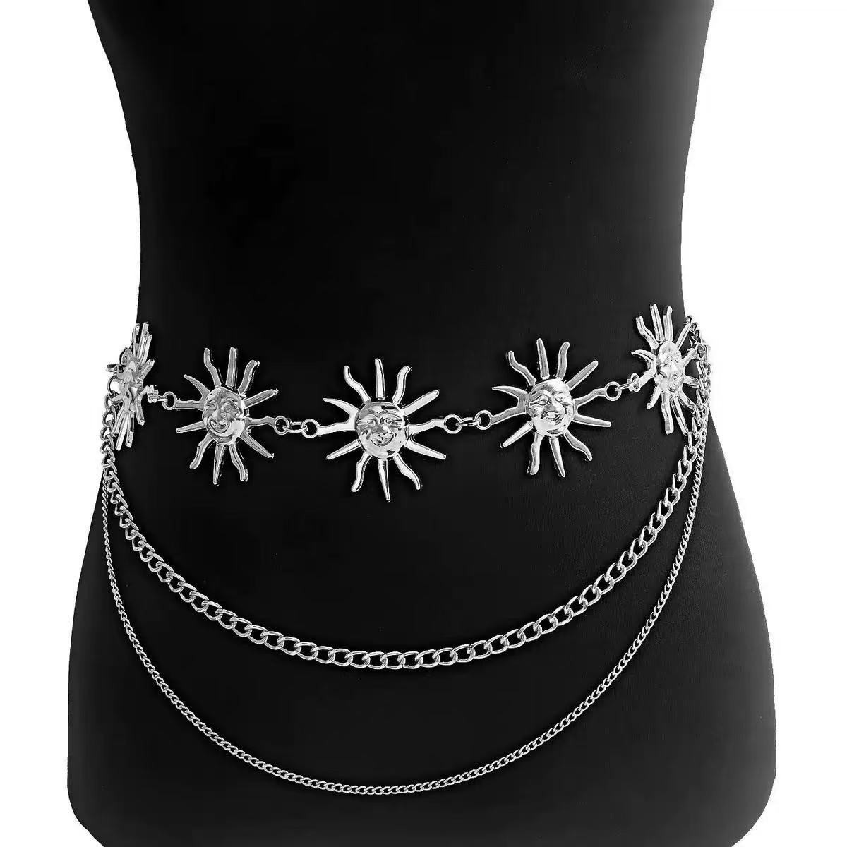 Atmospheric Metal Sunflower Waist Chain Women'S Adjustable Dress Waist Accessories Multi-Layer Premium Chain Waist Accessories
