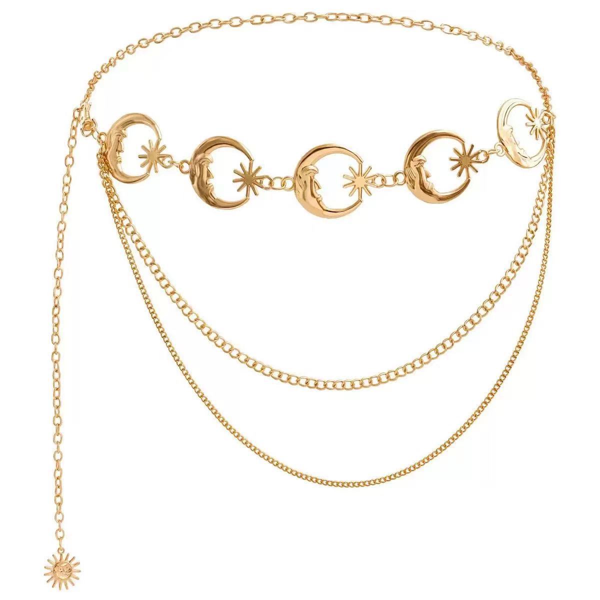 Atmospheric Metal Sunflower Waist Chain Women'S Adjustable Dress Waist Accessories Multi-Layer Premium Chain Waist Accessories