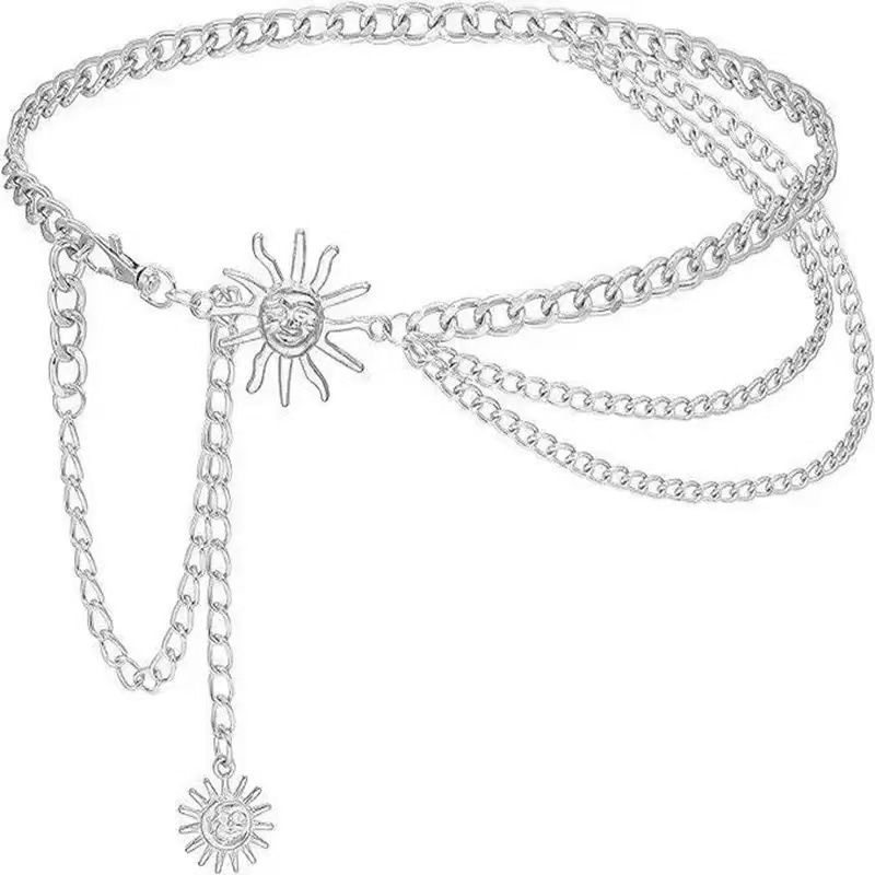 Atmospheric Metal Sunflower Waist Chain Women'S Adjustable Dress Waist Accessories Multi-Layer Premium Chain Waist Accessories