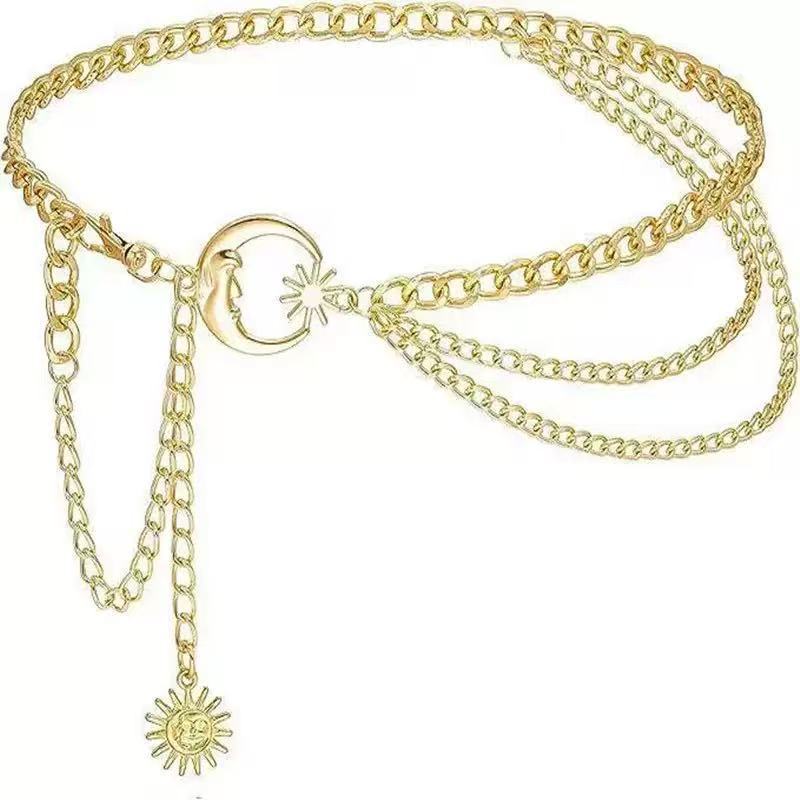 Atmospheric Metal Sunflower Waist Chain Women'S Adjustable Dress Waist Accessories Multi-Layer Premium Chain Waist Accessories