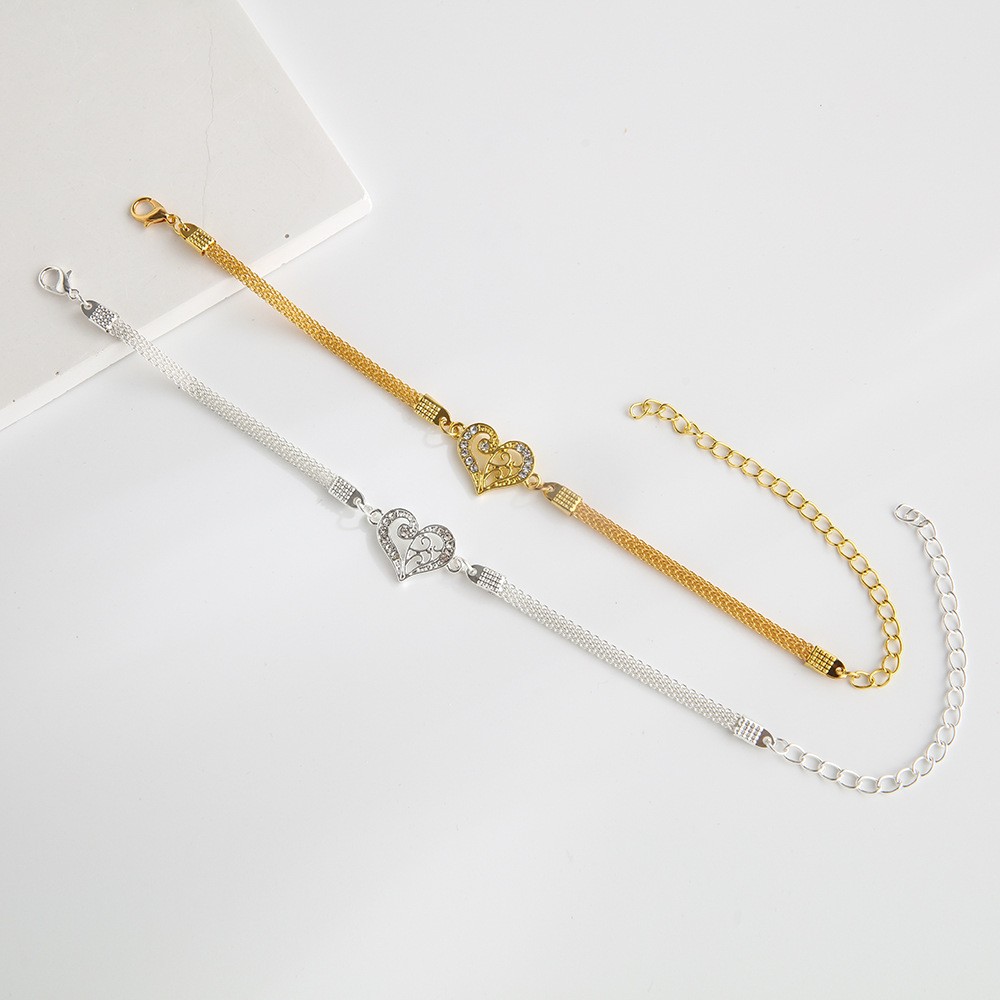 Personalized Creative Love Anklet Beach Jewelry Women'S Ins Simple Chain Diamond Foot Decoration Anklet