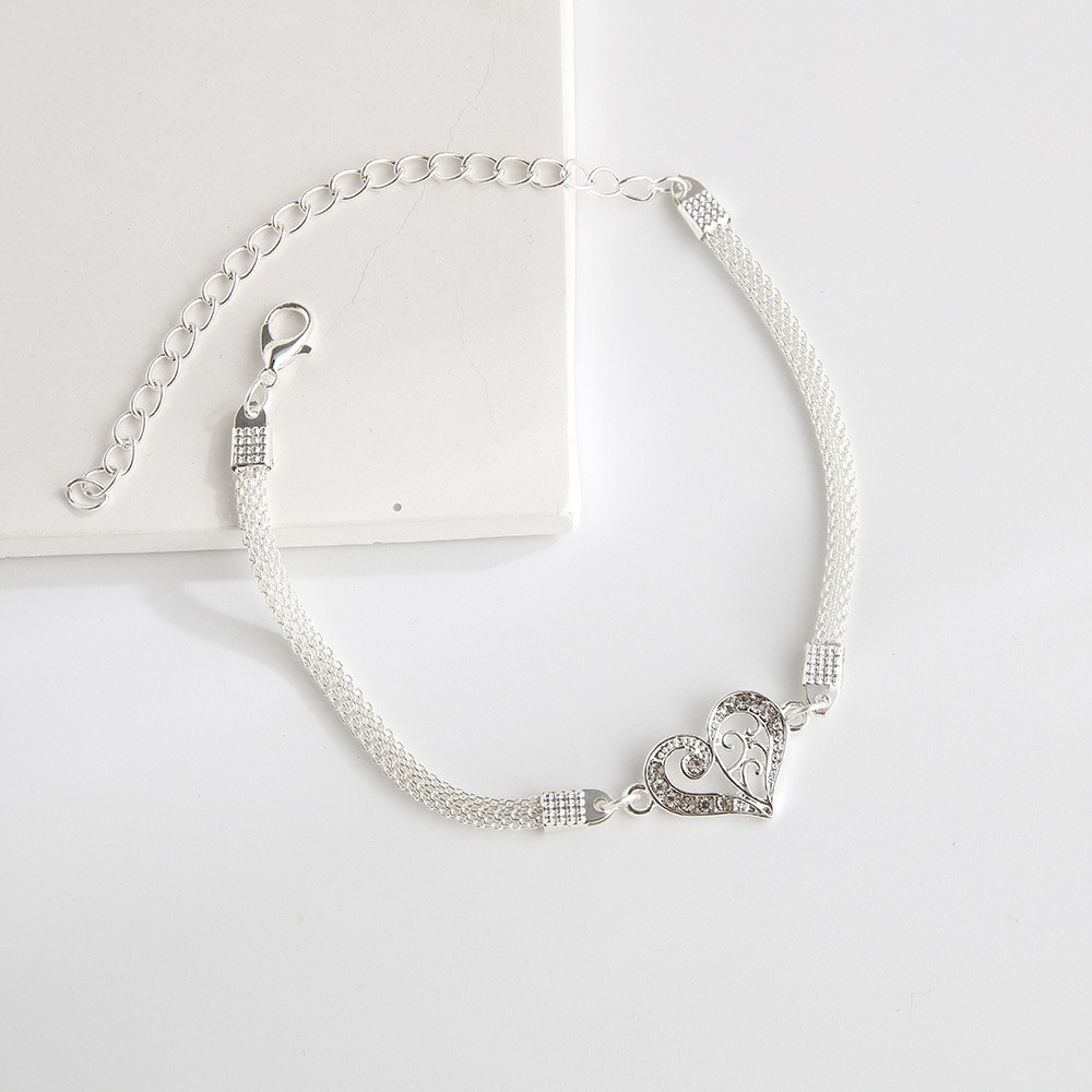Personalized Creative Love Anklet Beach Jewelry Women'S Ins Simple Chain Diamond Foot Decoration Anklet
