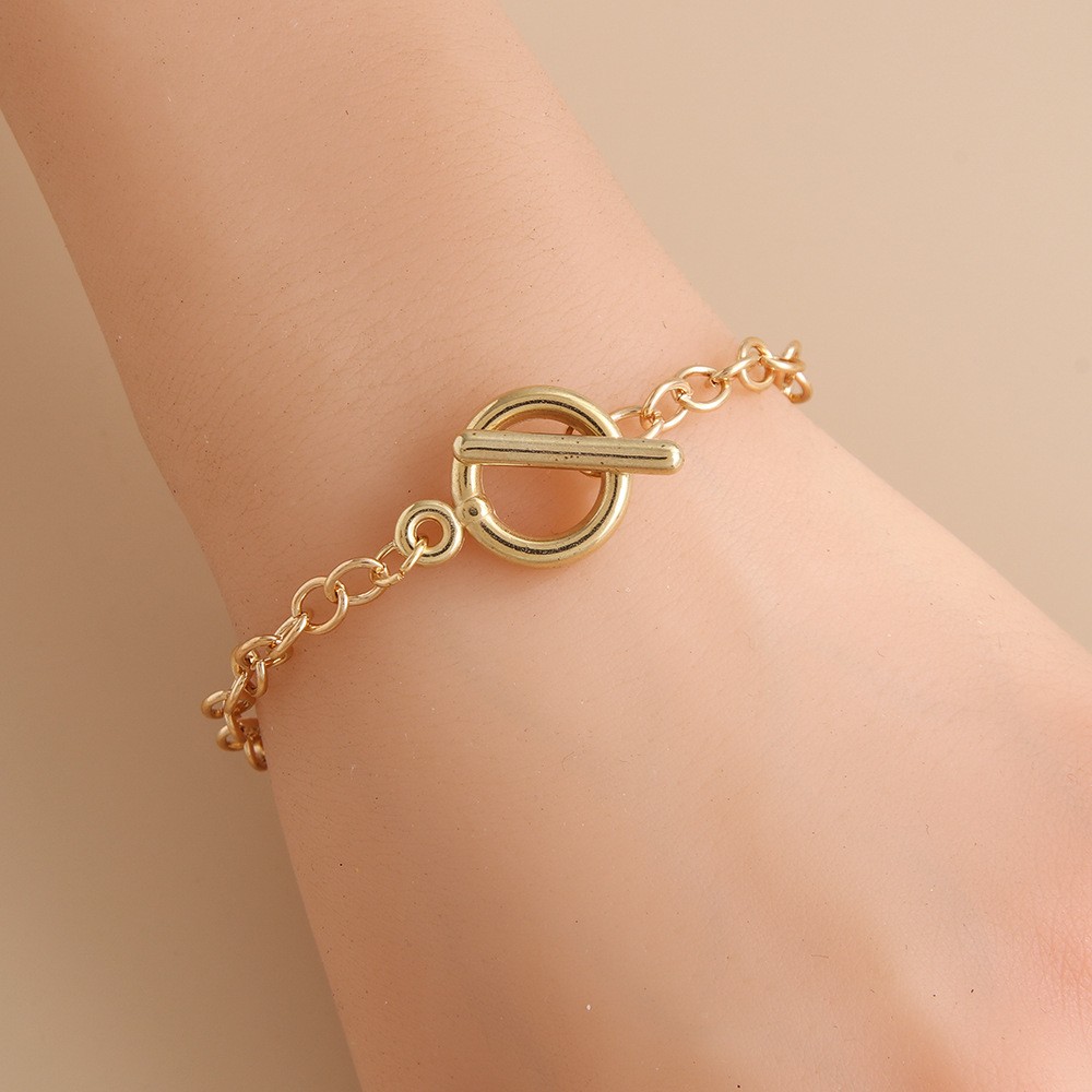 Fashion Geometric Ot Buckle Versatile Round Metal Bracelet Women'S, Personalized Couple Bracelet Jewelry